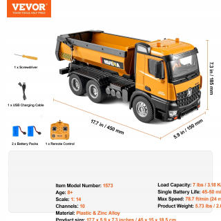 VEVOR RC Bagr Vyklápač Auto Diaľkové ovládanie Technika Pásové vozidlo Tr
